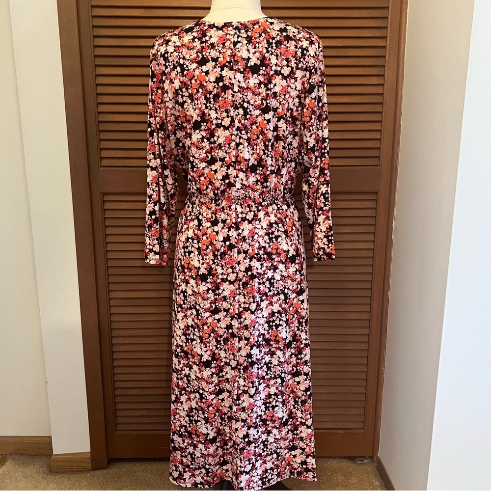 Lane Bryant Pink and Black Floral faux wrap Dress 22/24 petite plus size - Picture 10 of 15